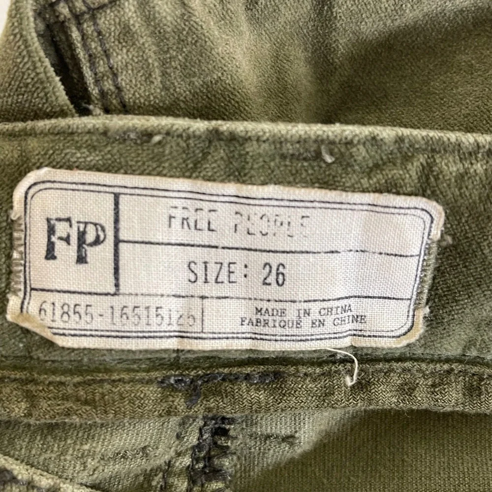 Free People Moto Corduroy Skinny‎ Pants Womens 26 Olive Green Ankle Zip Pocket
